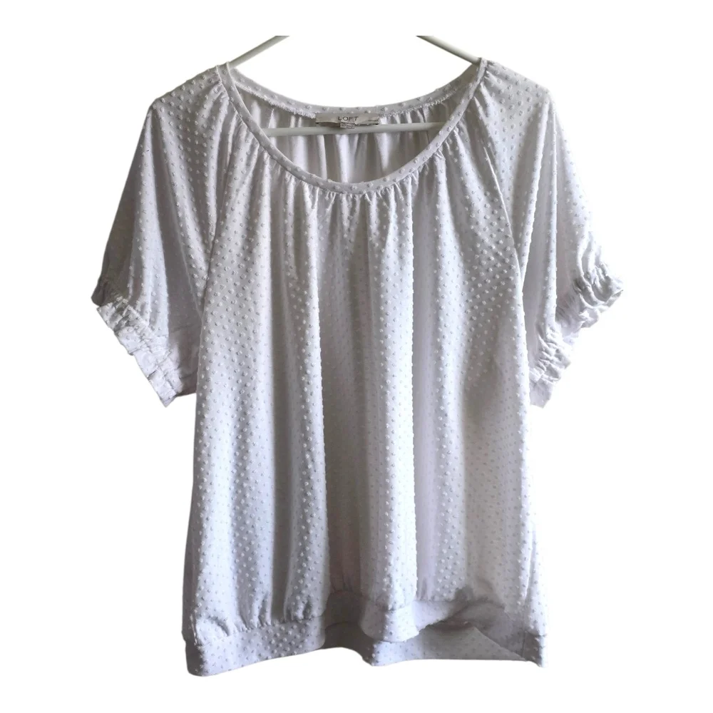Loft Petites Swiss Pot Puff Sleeve Blouse XL
